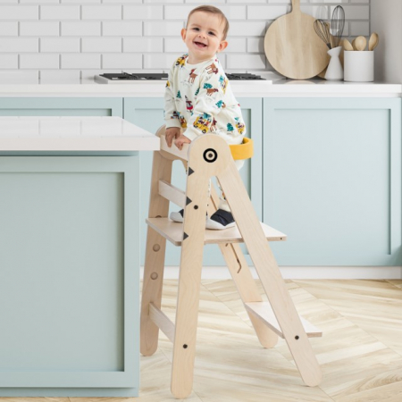 Produse resigilate pentru copii si bebelusi - PRODUS RESIGILAT - Turn de invatare pliabil MamaToyz Learning Tower din lemn, Galben