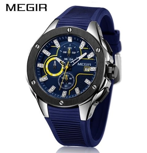 Ceas Megir  8135 - Sport | Cronograf | Albastru | Curea Silicon | [1]