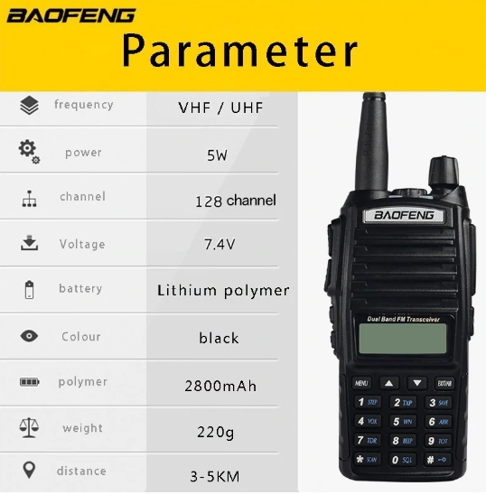 Set 10 statii UV- 82 walkie talkie transiever, 5 W, dual band VHF, UHF, 2800 mAH , radio FM, BONUS cablu programare + CD [6]