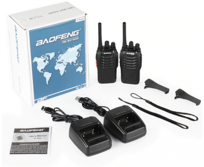 Set 2 statii radio BF-88E , 16 canale PMR 446 ,  antena fixa,  0.5 W [2]