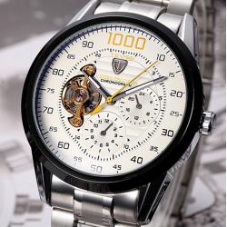 Ceas Tevise AUTOMATIC turbillon open heart, capac transparent, sport WHITE [2]