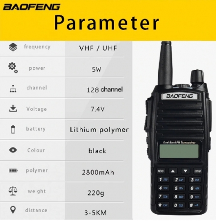 Set 10 statii UV- 82 walkie talkie transiever, 5 W, dual band VHF, UHF, 2800 mAH , radio FM, BONUS cablu programare + CD [5]