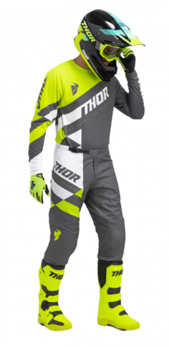Bluza enduro/motocross Thor Sector Checker Gri/Verde Acid [3]