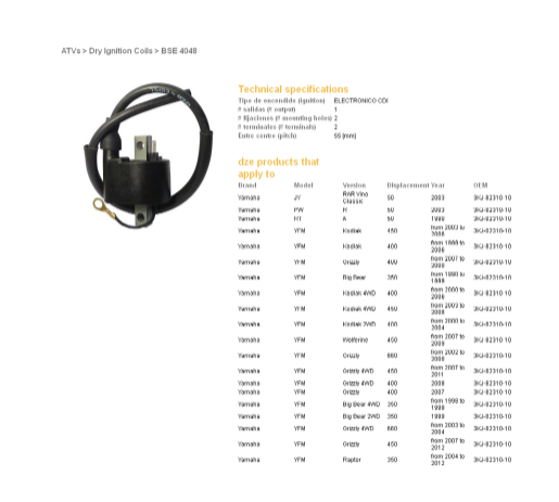 Bobina inductie Yamaha YFM 350/400/450/660 (3KJ-82310-10) [1]