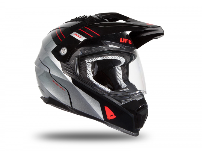 Casca cu viziera  Enduro/ATV UFO Aries Black/Gray [3]