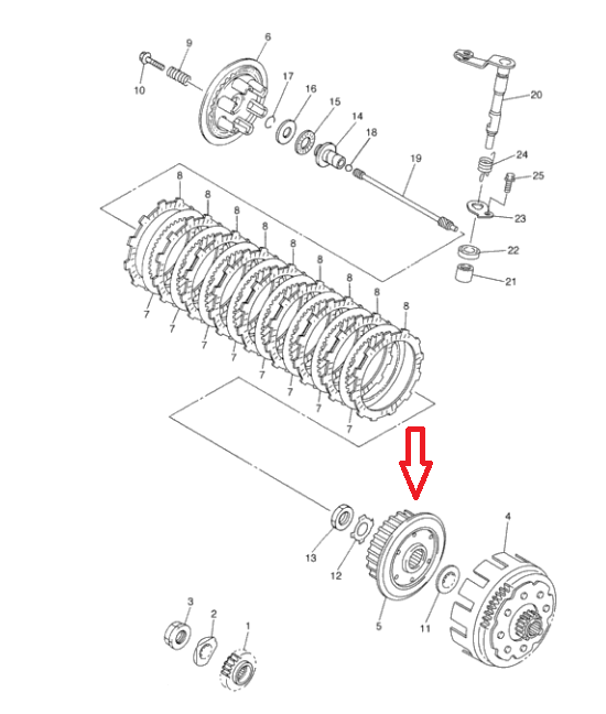 Cos interior ambreiaj Yamaha YZF/WRF 450 '03-'04, YFZ 450 '04-'05 Yamaha 5TA-16371-02-00 [2]