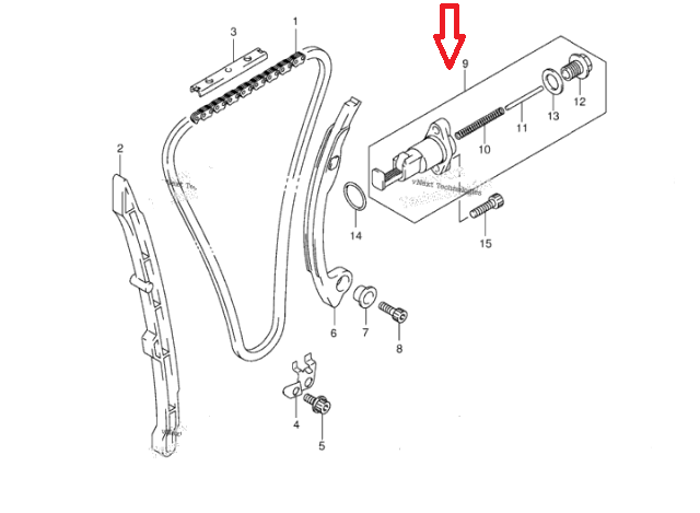 Intinzator lant distributie Suzuki RM-Z 250 '07-'15 OEM 12830-10H00 [2]