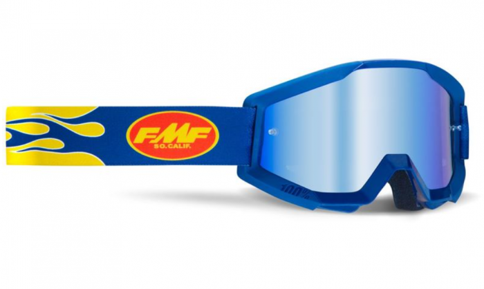 Ochelari Enduro/MX FMF Powercore Flame Navy Mirror Blue [1]