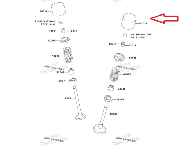 Pahar (tachet) supapa admisie Kawasaki KXF 250 '04-'05 12032-0002 [2]