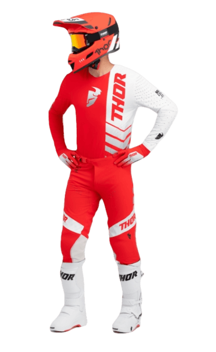Pantaloni enduro/motocross THOR Analog Red/White [4]