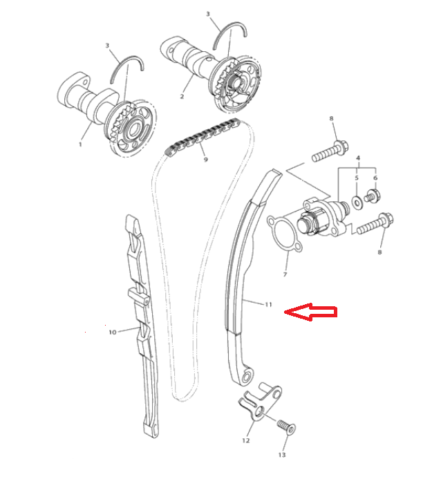 Patina mobila lant distributie Yamaha YZF 250 '14-'18, WRF 250 '15-'19 1SM122521100YA [2]