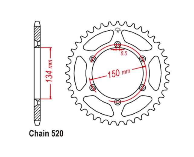 Pinion spate Kawasaki KX-F 250/450 '06-’20 Suzuki RM-Z 250 '04-'06 (52 dinti) JTR460 ultra light 46052EE Cod produs: 46052EE [3]