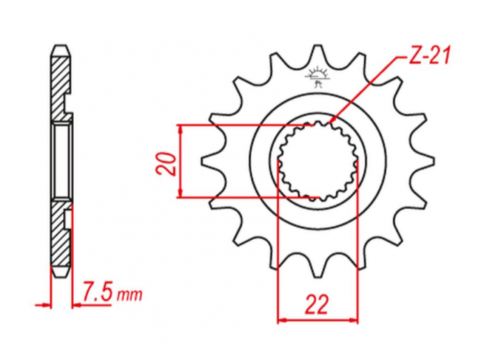 Pinion fata Honda  CR 125R '04-'07, CRF 250R/X '04-'17 JTF1323 [2]