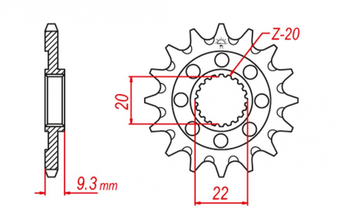 Pinion fata Kawasaki KXF 250 '06-'20 JTF1446 cu autocuratare [2]
