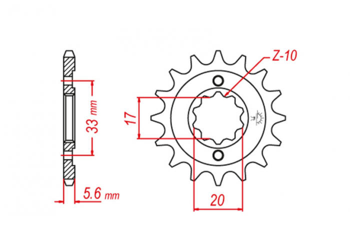 Pinion fata Otel KAWASAKI KXF 250 '04-'05, SUZUKI RMZ 250 '04-'05 [1]