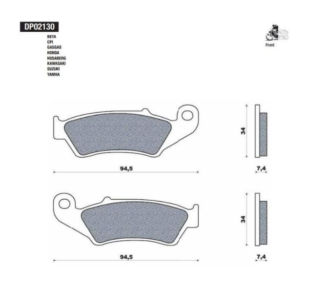 Placute frana fata Beta RR 250/300 '13-'20 / Xtrainer 300 '15-'20/Honda CRF/Gas-Gas sinterizat enduro Forma DP02130/SE Cod produs: DP02130/SE [2]