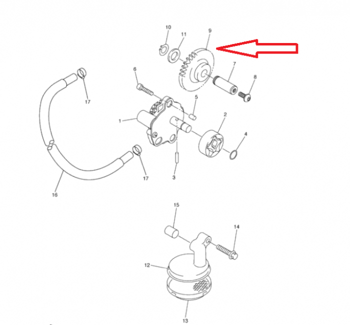 Roata dintata pompa ulei Yamaha YZF 450 '06-'13, WRF 450 '07-'15 OEM 2S2-13341-00-00 [2]