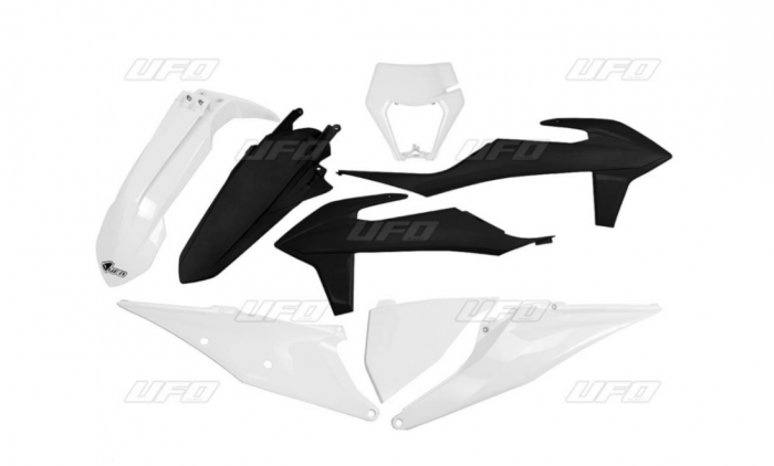 Set plastice UFO KTM EXC 125/150/250/300, EXC-F 250/350/450/500 '20-'22 Alb/Negru [1]
