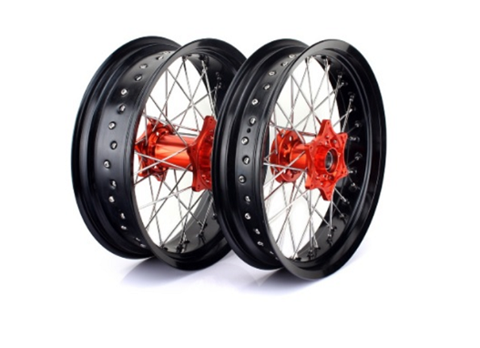 Set roti Supermoto KTM/Husqvarna 17"x3.50 ax 22mm/17"x5.00 ax 20mm orange hub Enduro Expert SRS1717OREE [1]