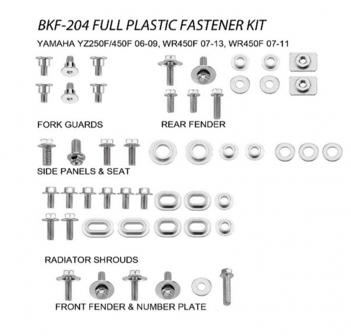 Set suruburi plastice Yamaha YZF 250/450 '06-'09, WRF 250 '07-'13, WRF 450 '08-'11 [1]