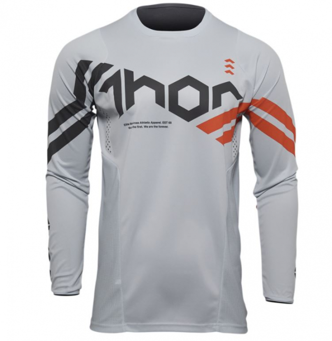 Tricou enduro/motocross THOR Pulse Cube Light Gray/Red Orange [1]