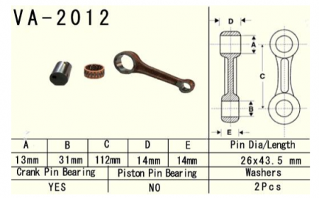 Yamaha - Biela Yamaha YFM 125 Grizzly '04-'13, YFM 125 Hunter '05-'08, YFA 125 Brezze '89-'04 (VA2012)