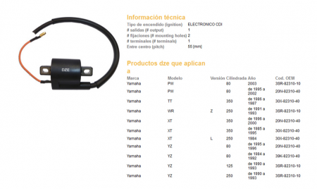Electrice. - Bobina inductie Yamaha YZ 125/250 '90-'90, XT 350 '85-'00, TT 350