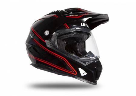 Casca cu viziera  Enduro/ATV UFO Aries Black/Red Glossy [2]