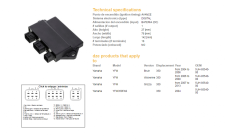 Electrice - CDI Yamaha YFM 350 Grizzly '07-'13, Bruin '04-'06, Wolverine '06-'09 (5UH-85540-00)