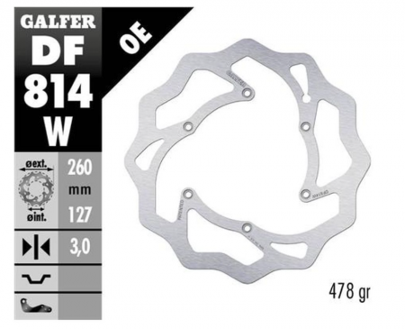 Sistem frânare - Disc frana fata Beta RR 250/300/350 '12-22, RR 390/400/430/450/450/498 '14-22, Xtrainer 250/300 '15  260X127X3mm