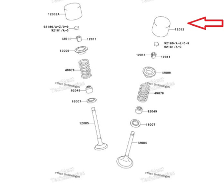 Pahar (tachet) supapa admisie Kawasaki KXF 250 '06-'16 12032-0005 [1]
