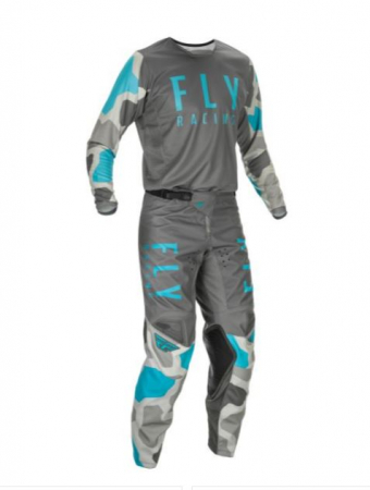 Pantaloni enduro/motocross FLY KINETIC gri/albastru [1]