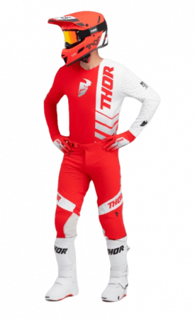 Pantaloni enduro/motocross THOR Analog Red/White [3]