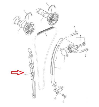 Patina fixa distributie Yamaha WRF/YZF 250 '14-'22 1SM122510000YA [1]