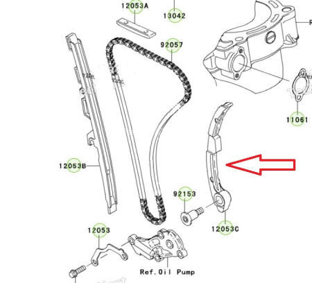 Patina mobila lant distributie Kawasaki KXF 450 '06-'07, KLX 450 '08-24 12053-0065 [1]