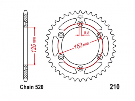 Transmisie - Pinion spate Beta RR 250/300/350/450 Xtrainer 250/300 '13-'20/ HONDA '88-'18 otel ultra light  21047EE