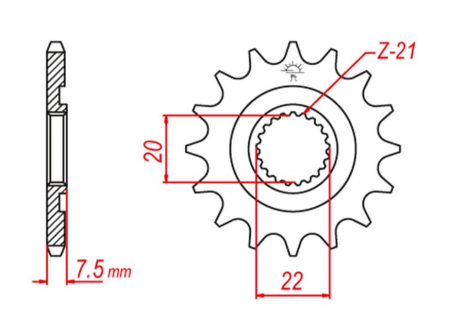 Pinion fata Honda  CR 125R '04-'07, CRF 250R/X '04-'17 JTF1323 [1]