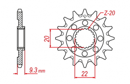 Pinion fata Kawasaki KXF 250 '06-'20 JTF1446 cu autocuratare [1]