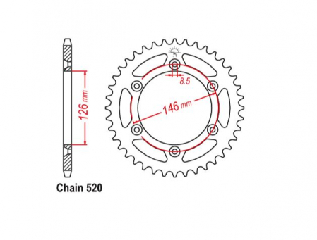 Pinion spate Suzuki DR 350 / DR-Z 400 / RM 125/250 / RM-Z 250 (52 dinti) JTR808 ultra light 80852EE [1]