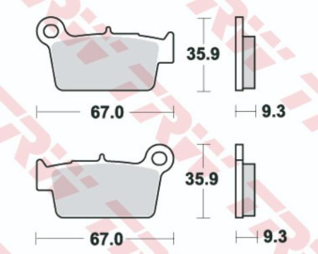 Set Placute frana spate YAMAHA YZ/WR '03-'19 TRW [2]