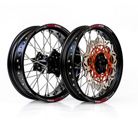 Roti - Set roti Supermoto KTM/Husqvarna 17"x3.50 ax 22mm/17"x5.00 ax 20mm black hub Enduro Expert SRS1717BKEE