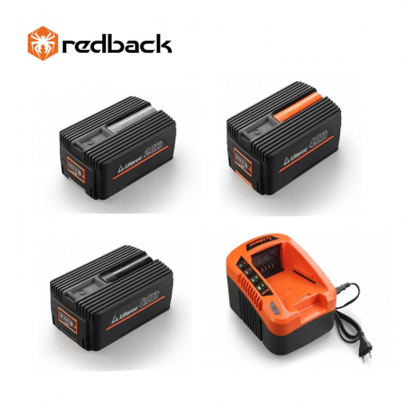Curte si gradina - Set Redback powerpack extra 3 acumulatori Li-Ion 1xEP20 2Ah, 1xEP40 4Ah, 1xEP60 6Ah + incarcator rapid EC50 40V/5A