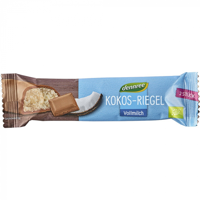 Baton bio de cocos cu glazura de ciocolata, 40 g [1]