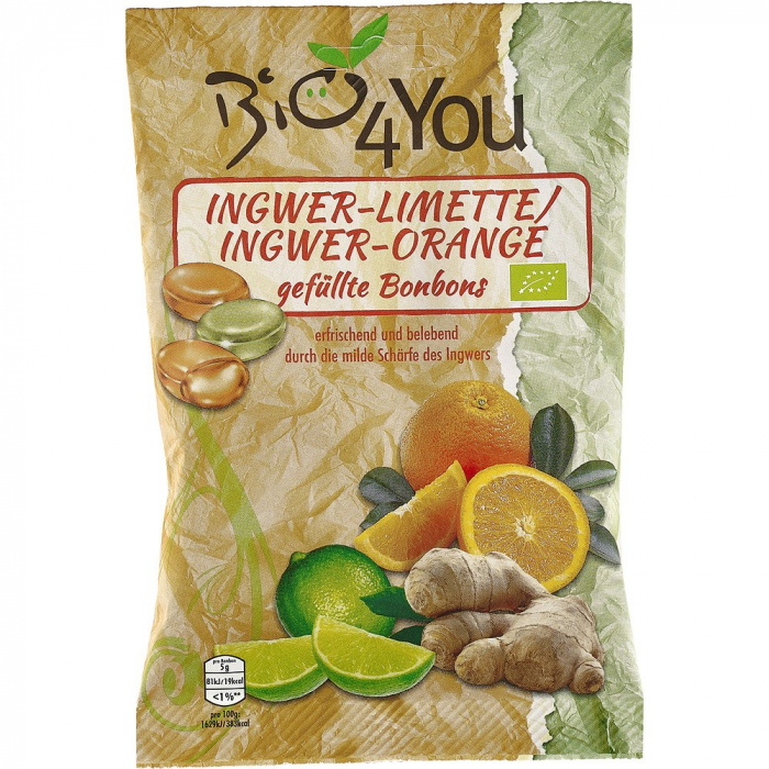 Bomboane bio ghimbir cu lime si ghimbir cu portocala, 75 g [1]
