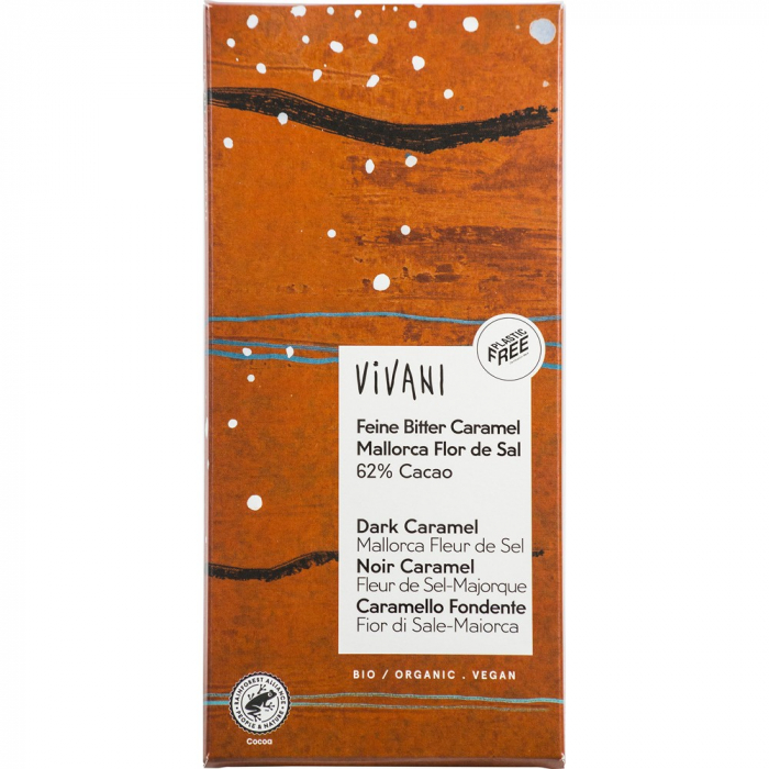 Ciocolata amaruie vegana cu caramel si flori de sare, 80 g [1]