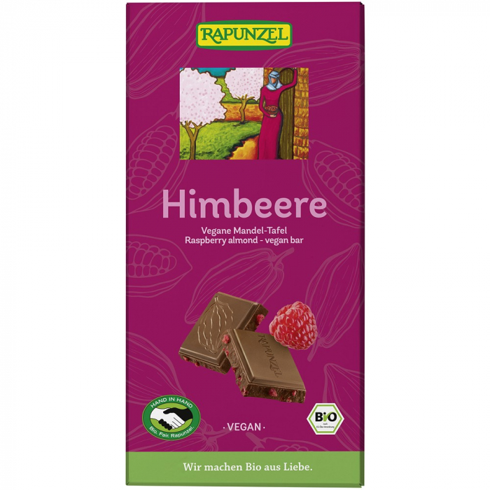Ciocolata cu migdale si zmeura, vegana bio Rapunzel, 100 g [1]