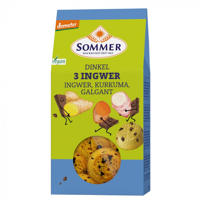 Biscuiti bio vegani din spelta cu ghimbir si curcuma, demeter, 150 g [1]