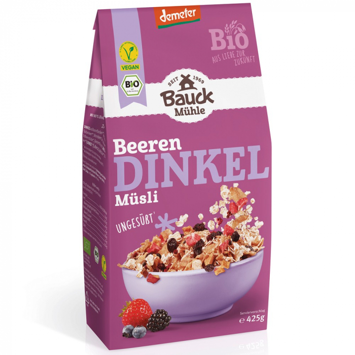 Musli bio din spelta cu fructe de padure, vegan, demeter, 425 g [1]