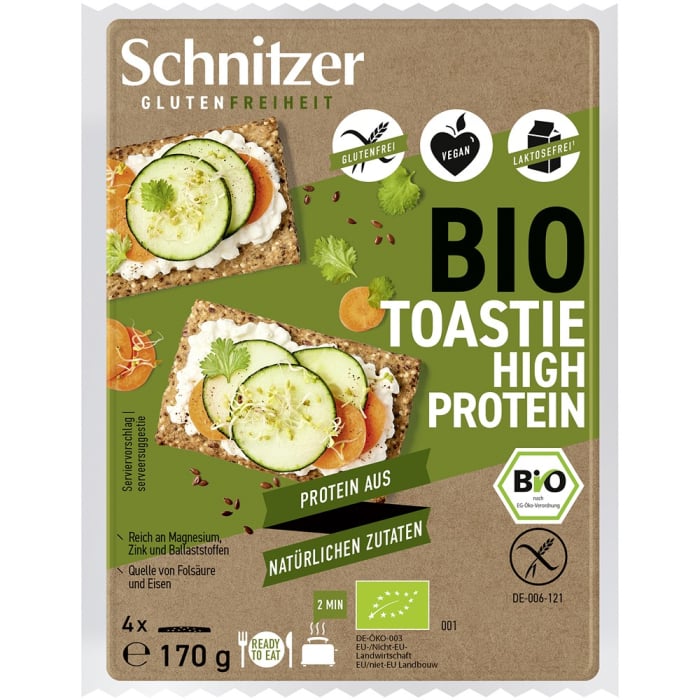 Paine bio toast bogata in proteina, 4 felii, fara gluten, 170 g [1]