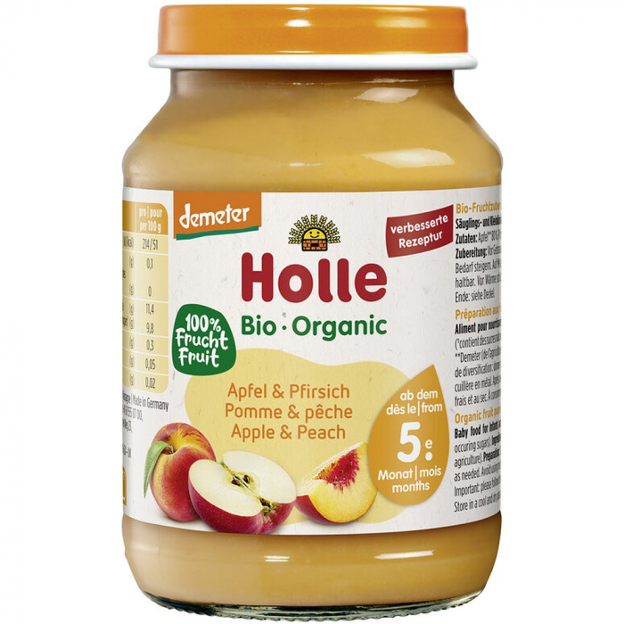 Piure bio de mere si piersici pentru copii, +5 luni, 190 g [1]